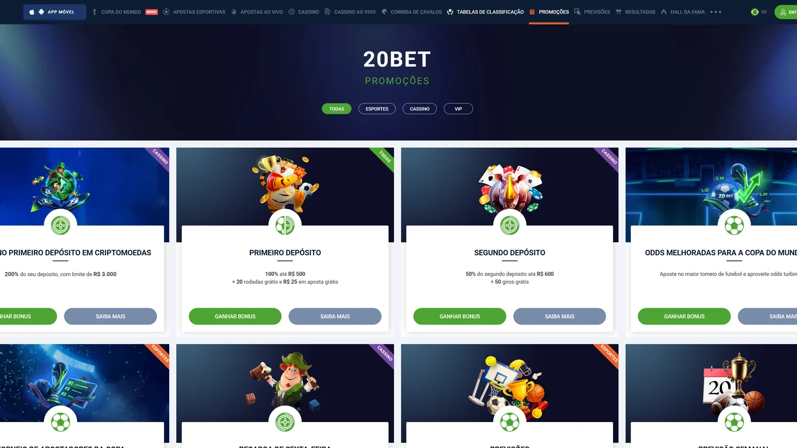 20Bet: casa de aposta chinesa híbrida com depósito Pix mínimo de R$7 20Bet página de promoções com bônus de primeiro depósito R$500, bônus cripto até R$3.000 e odds Copa do Mundo 2026 — plataforma chinesa híbrida.