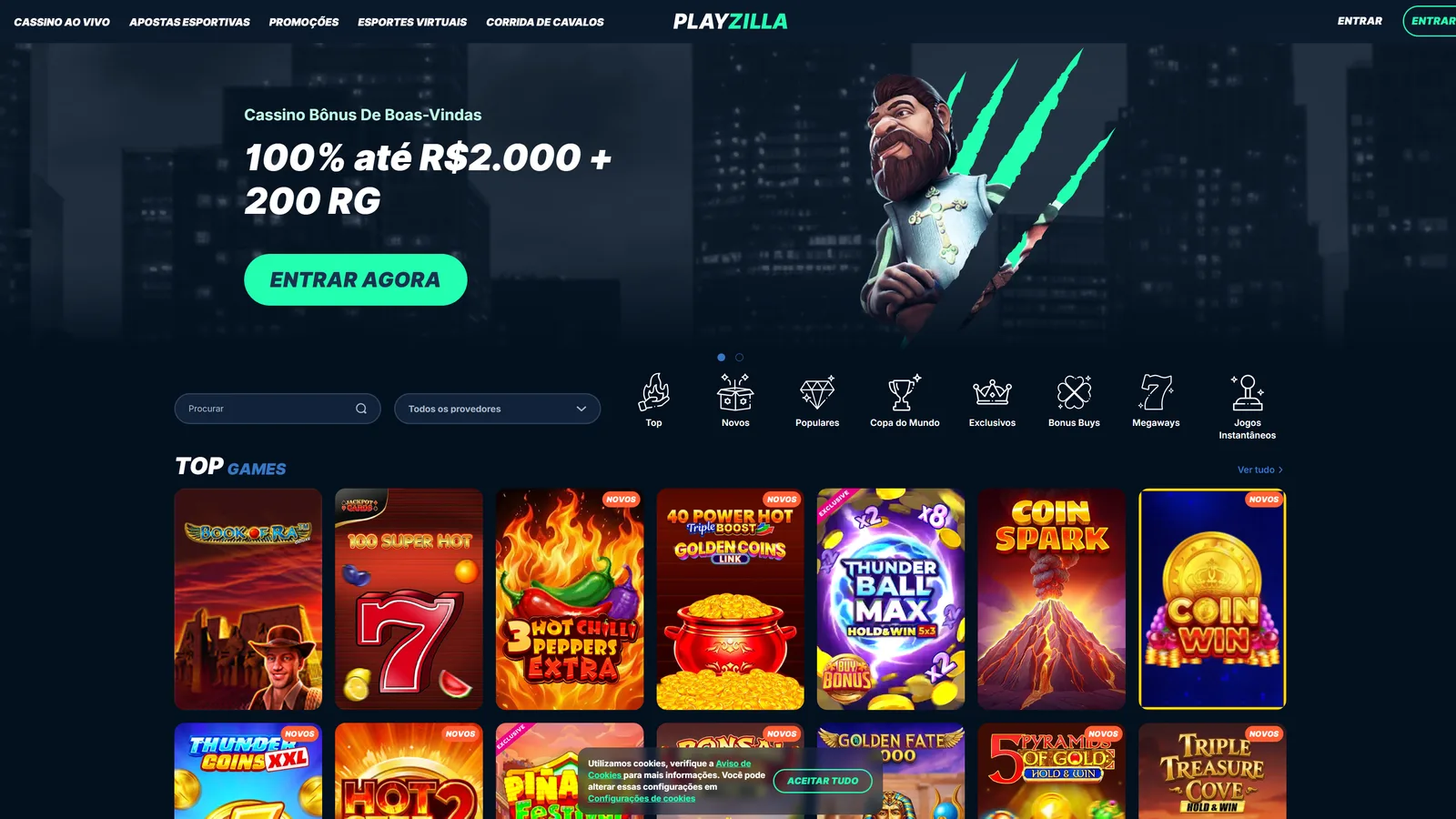 PlayZilla: casa de aposta chinesa dedicada ao cassino com bônus até R$2.000 PlayZilla página inicial com bônus de boas-vindas cassino 100% até R$2.000 + 200 RG — casa chinesa focada em cassino e slots.